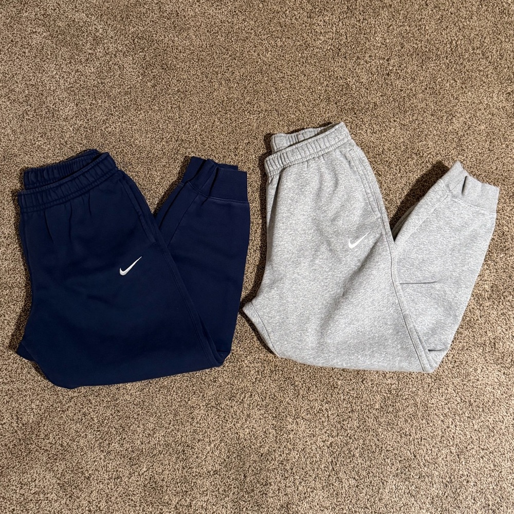 Nike Men’s Sweatpants - Navy and Gray Medium